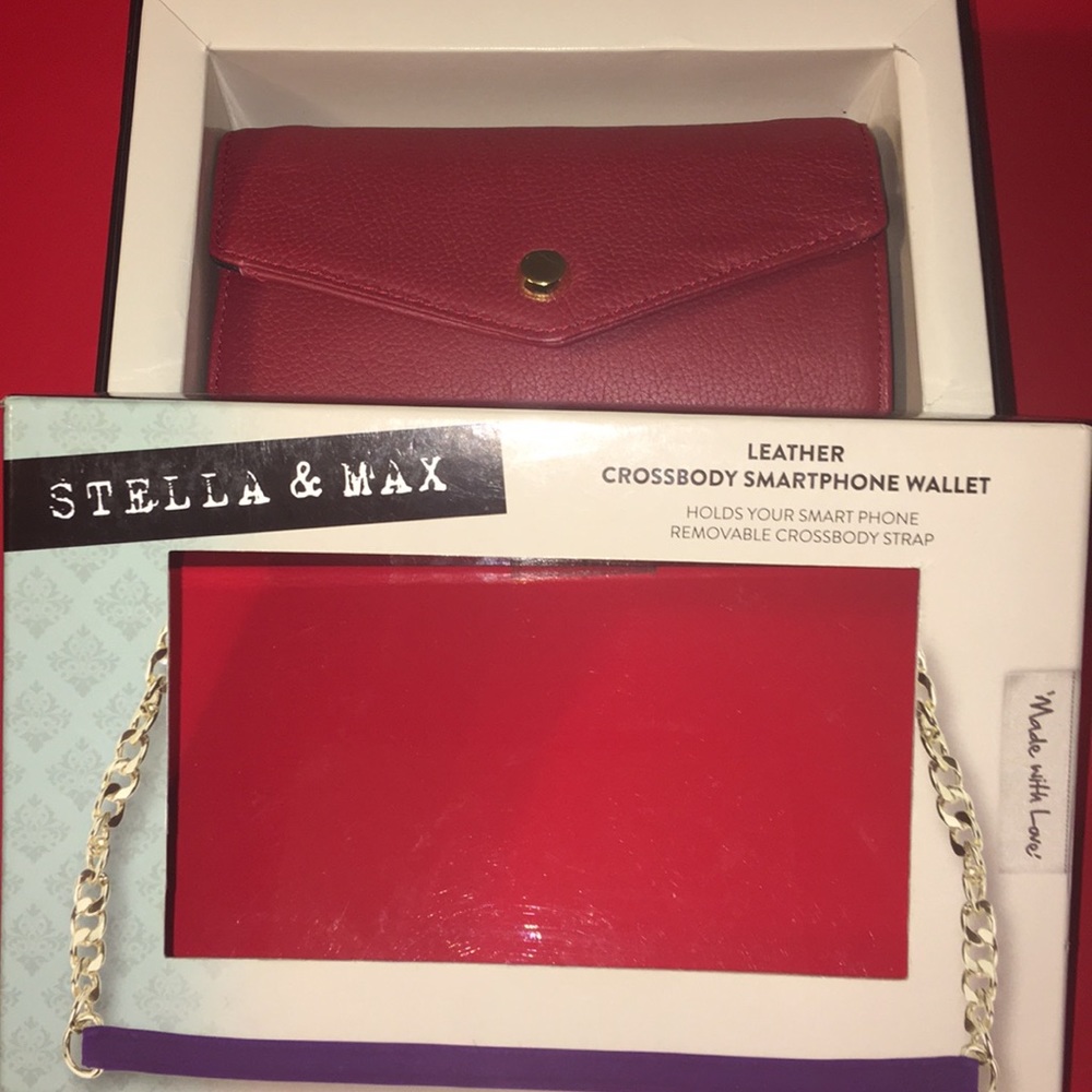 New in Box Stella & Max Leather Crossbody Wallet